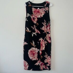 NWT White House Black Market Black and Pink Floral Dress